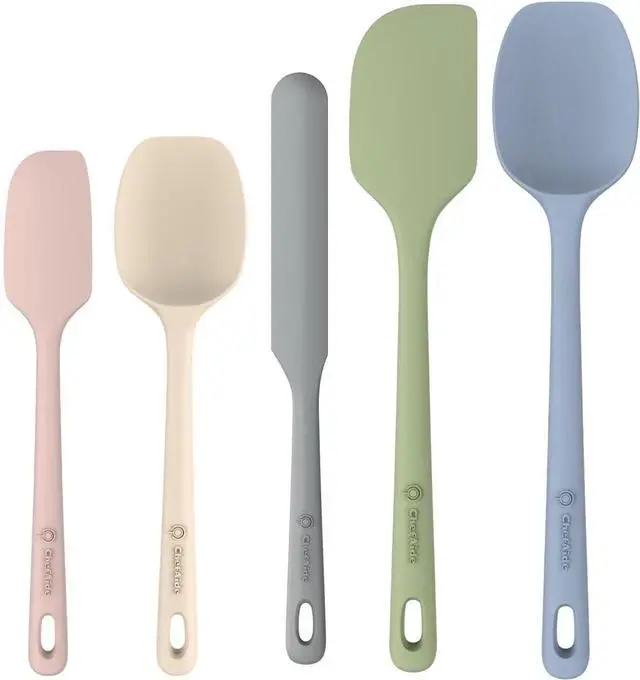 Main image of ChefAide 5 Pieces Silicone Spatula Set, Food Grade Rubber Spatula, Upgrade Strong Handle with Ergonomic Grip, Heat Resistant Up to 600°F for Nonstick Cookware, Cooking