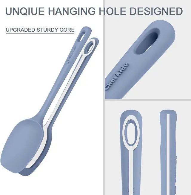 Alt view image 3 of 7 - ChefAide 5 Pieces Silicone Spatula Set, Food Grade Rubber Spatula, Upgrade Strong Handle with Ergonomic Grip, Heat Resistant Up to 600°F for Nonstick Cookware, Cooking