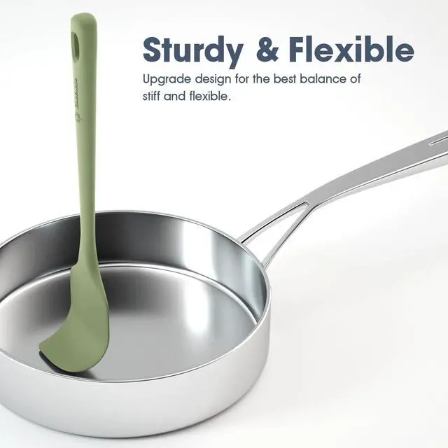 Alt view image 4 of 7 - ChefAide 5 Pieces Silicone Spatula Set, Food Grade Rubber Spatula, Upgrade Strong Handle with Ergonomic Grip, Heat Resistant Up to 600°F for Nonstick Cookware, Cooking