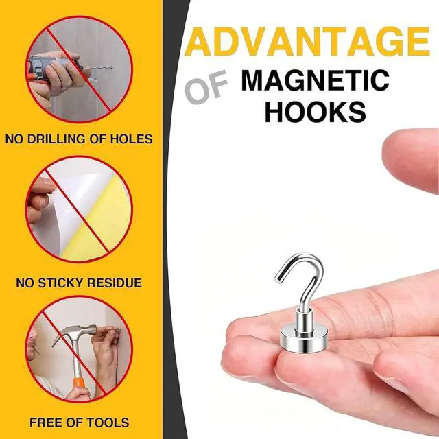 Alt view image 3 of 7 - DIYMAG Magnetic Hooks, 30lbs 6pcs Cruise Cabin Essentials Heavy Duty N52