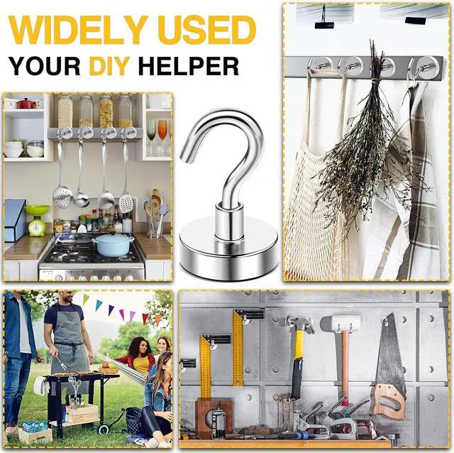Alt view image 6 of 7 - DIYMAG Magnetic Hooks, 30lbs 6pcs Cruise Cabin Essentials Heavy Duty N52