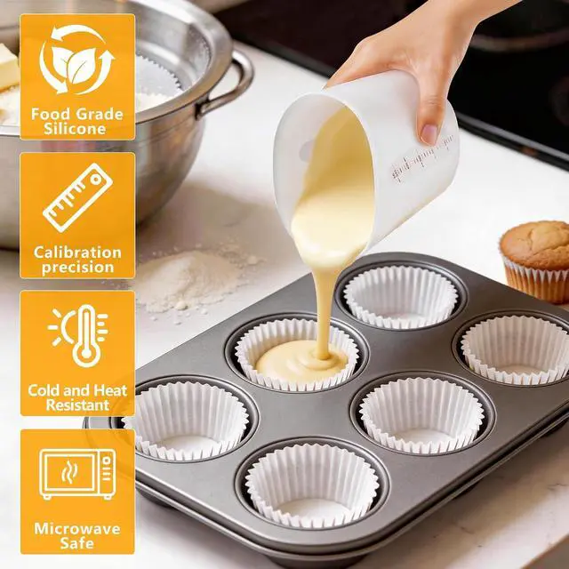 Alt view image 7 of 7 - Food-Grade Silicone Cups for Melting Chocolate, 3Pcs BPA Free Silicone Measuring Cups with 1/2Cup/1Cup/2Cup Capacity, Reusable Baking Supplies for DIY Chocolate Molds