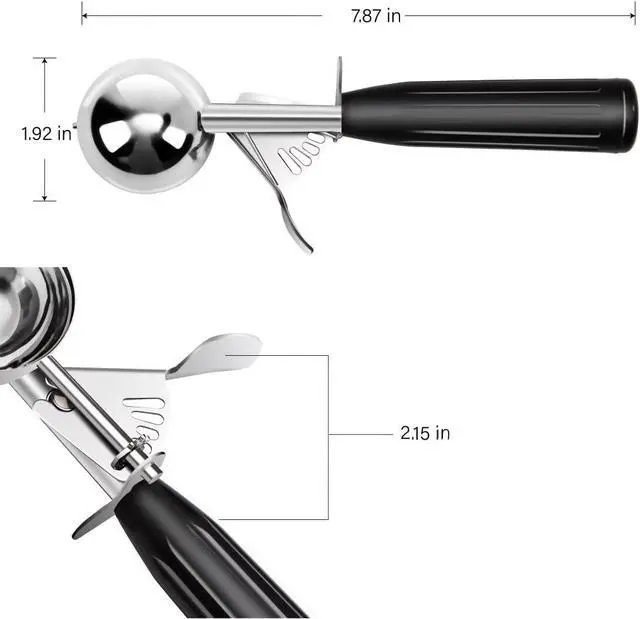 Alt view image 2 of 6 - Heavy Duty Stainless Steel Ice Cream Scoop 1 oz, Cookie Scoop with Trigger, Baking Scoop for Bakeries,Restaurants & Dessert Shops, #30,Black