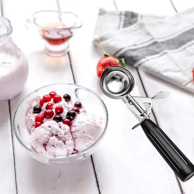 Alt view image 5 of 6 - Heavy Duty Stainless Steel Ice Cream Scoop 1 oz, Cookie Scoop with Trigger, Baking Scoop for Bakeries,Restaurants & Dessert Shops, #30,Black