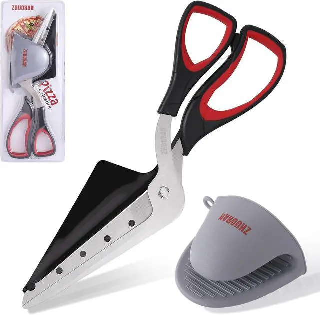 Alt view image 2 of 6 - Pizza Scissors, Pizza Cutter with Shovel, Food-Grade Sharp Stainless Steel Blade and Soft Grip Handle, Multifunctional Kitchen Scissors, 27cm (black)