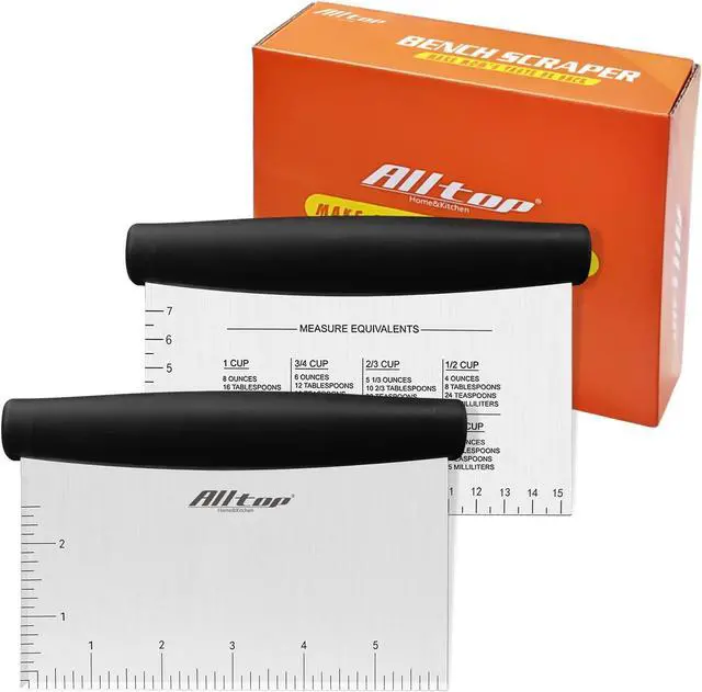 Main image of ALLTOP Bench Scraper & Chopper - Baking Essentials,Stainless Steel Blade Knife,Ideal Kitchen Tool for Home Baking and Meal Prep, Bread Making, Pasta,Pastry,Dough and Cake - Set of 2 Pack