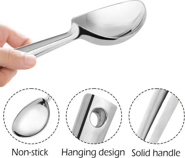 Alt view image 2 of 7 - Leden Heavy Duty Metal Ice Cream Scoop with Solid Handle Non-Stick