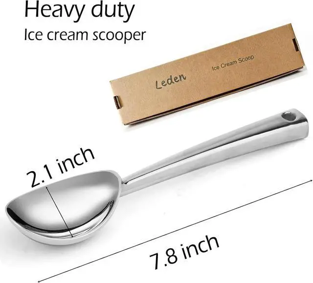 Alt view image 4 of 7 - Leden Heavy Duty Metal Ice Cream Scoop with Solid Handle Non-Stick