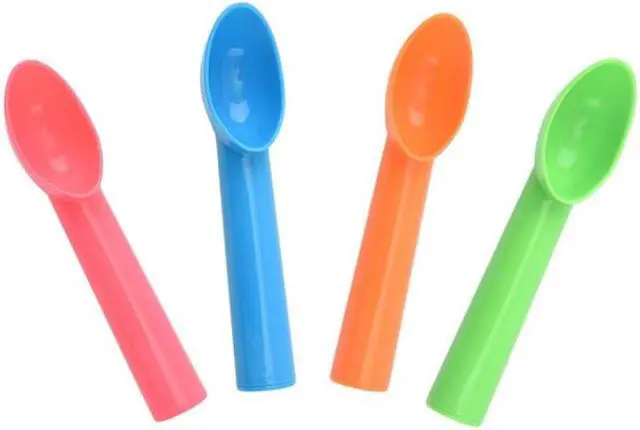 Alt view image 5 of 7 - 4 Pack Plastic Ice Cream Scoop Nonstick Anti-Freeze Ice Cream Scooper for Fruits, Watermelon, Yogurt, Melon Ball, Sorbet Spoon Kitchen Tool (Orange, Green, Blue, Pink)