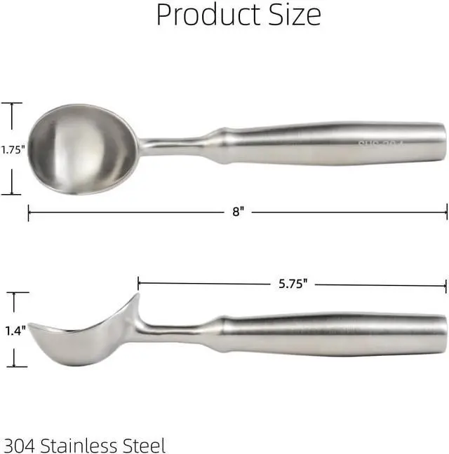 Alt view image 2 of 7 - 304 Stainless Steel Ice Cream Scoop with Ergonomic Handle