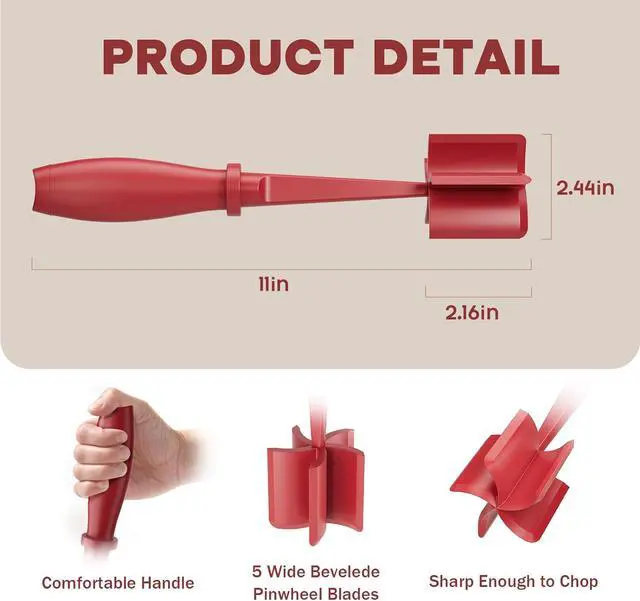 Alt view image 2 of 7 - Meat Chopper, Upgrade Hamburger Smasher, Premium Heat Resistant Meat Masher for Ground Beef, Ground Turkey and More, Non Stick Mix Grinder-Red