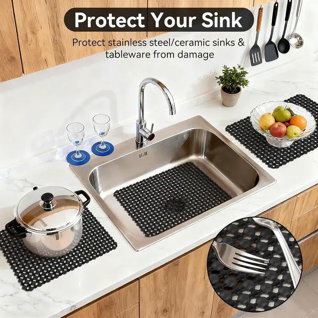 Alt view image 3 of 7 - Kitchen Sink Mat Sink Protectors for Stainless Steel Ceramic Sinks