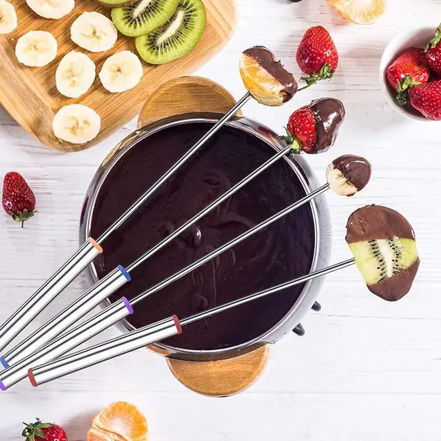 Alt view image 2 of 7 - 6PCS Stainless Steel Fondue Forks - 9.5 Inch, Colored Coding, Set of 6 for Hot Pot, Barbecue, Fruits, Vegetables