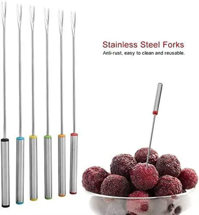 Alt view image 7 of 7 - 6PCS Stainless Steel Fondue Forks - 9.5 Inch, Colored Coding, Set of 6 for Hot Pot, Barbecue, Fruits, Vegetables