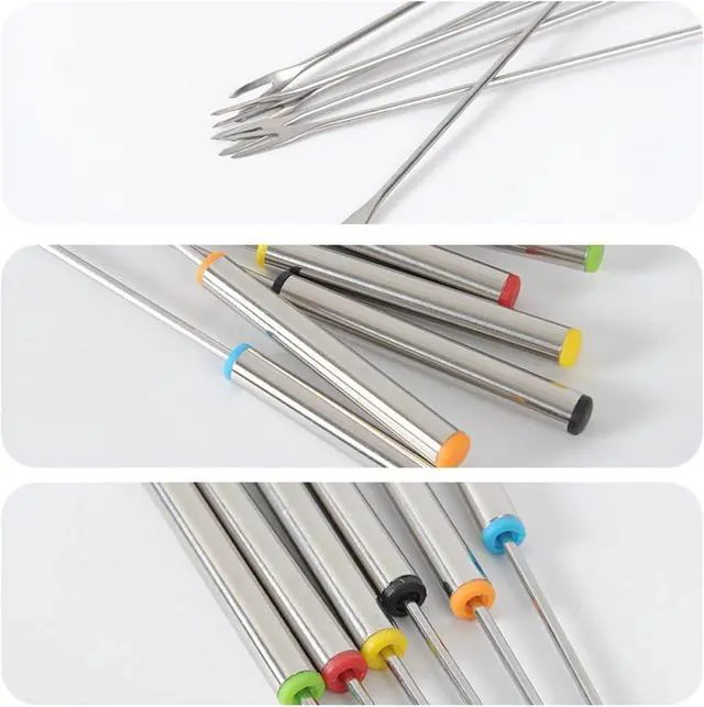 Alt view image 6 of 7 - 6PCS Stainless Steel Fondue Forks - 9.5 Inch, Colored Coding, Set of 6 for Hot Pot, Barbecue, Fruits, Vegetables