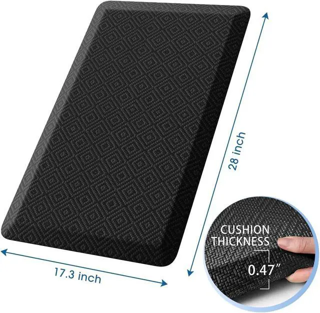 Alt view image 2 of 7 - Mattitude Anti-Fatigue Kitchen Mats for Floor Standing Mats 17"x28" Black