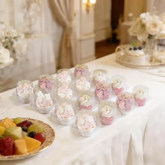Alt view image 2 of 7 - NPLUX 50 Pack Individual Cupcake Containers Plastic Cupcake Boxes Stackable