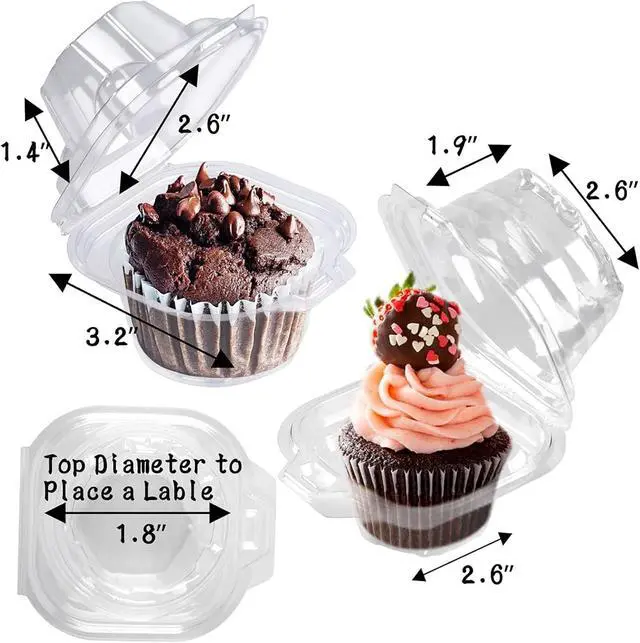 Alt view image 3 of 7 - NPLUX 50 Pack Individual Cupcake Containers Plastic Cupcake Boxes Stackable
