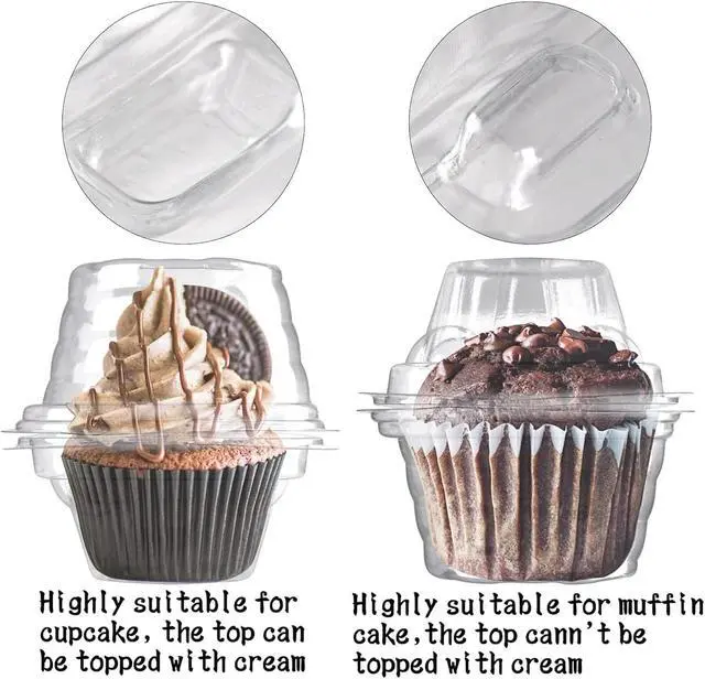 Alt view image 4 of 7 - NPLUX 50 Pack Individual Cupcake Containers Plastic Cupcake Boxes Stackable