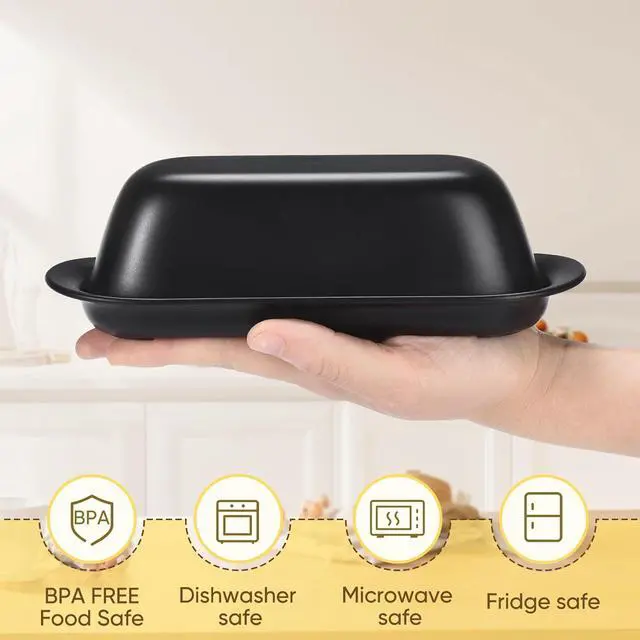 Alt view image 2 of 6 - Hekeieon Butter Dish with Lid, Butter Keeper, Easy Scoop,Butter Container Holds for East/West Coast Butter, Dishwasher Safe (Black)