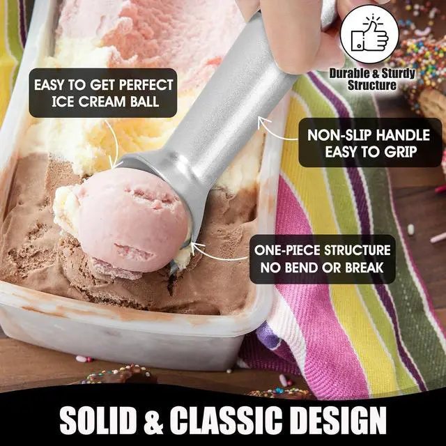 Alt view image 3 of 7 - CUNSENR 7 inch Ice Cream Scoop - One-Piece Nonstick Aluminum Ice Cream Scooper - Professional Metal Ice Cream Spoon - Durable, Easy to Use & Clean - Lightweight Cookie Spoon - Scoop Ice Cream (Sliver)