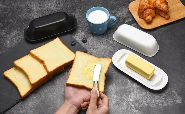 Alt view image 6 of 6 - Hekeieon Butter Dish with Lid, Butter Keeper, Easy Scoop,Butter Container Holds for East/West Coast Butter, Dishwasher Safe (Black)