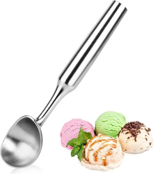 Main image of Ice Cream Scoop, 7.9 inches One-Piece Design Stainless Steel Scooper for Cookie Dough,Gelato, Sorbet,Heavy Duty with Comfort Handle, Dishwasher Safe