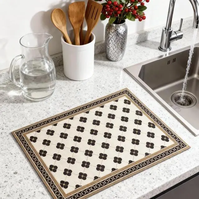 Alt view image 7 of 7 - Dish Drying Mat, Coffee Bar Mats for Countertop, Cabinet Mats