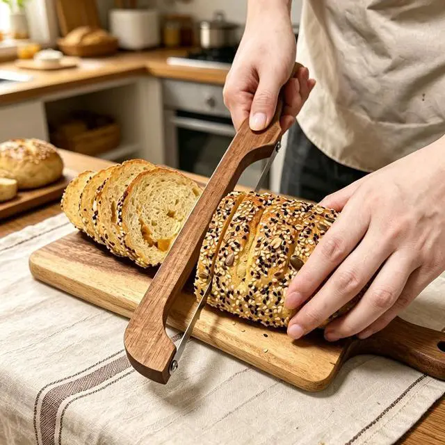 Alt view image 2 of 7 - Sourdough Bread Knife for Homemade Bread, Bread Slicer-Cutter& Bread Bow Knife for Sourdough with Ergonomic Grip for Easy, Clean & Even Slicing, Bread Saw