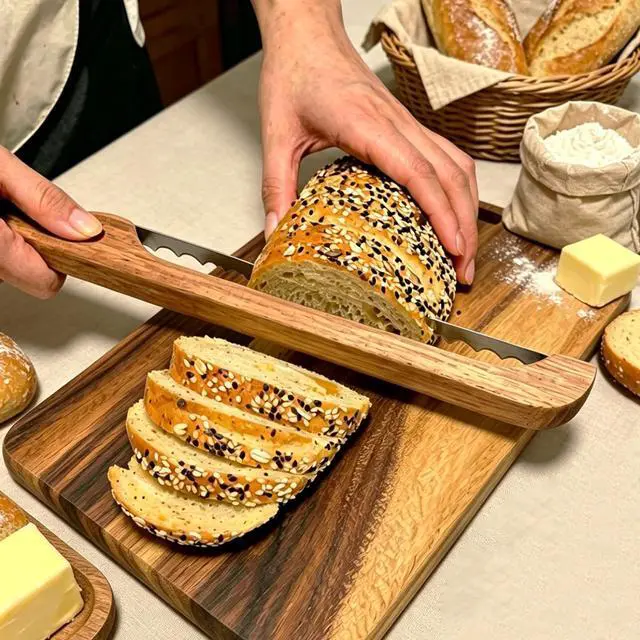 Alt view image 4 of 7 - Sourdough Bread Knife for Homemade Bread, Bread Slicer-Cutter& Bread Bow Knife for Sourdough with Ergonomic Grip for Easy, Clean & Even Slicing, Bread Saw