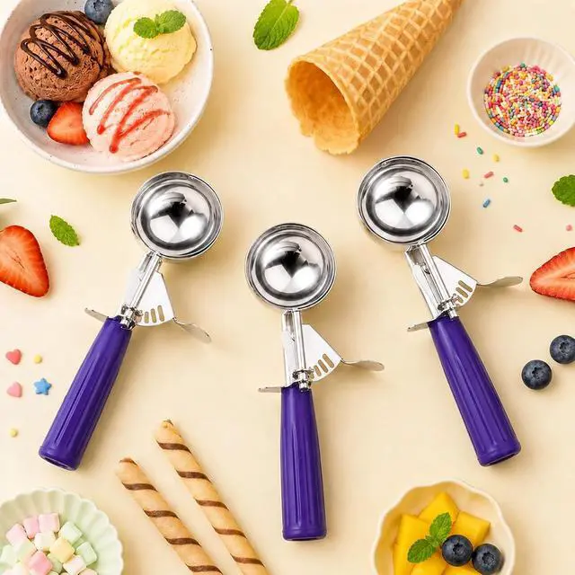 Alt view image 4 of 7 - Ice Cream Scoop, Small Size Cookie Scoop with Trigger for Meatballs Melon