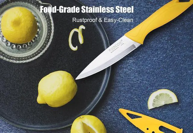 Alt view image 3 of 7 - Paring Knife, 4 inch Fruit Paring Knives Set of 4 with Cover Sheath, Small Kitchen Sharp Peeling Cutting for Vegetable Stainless Steel