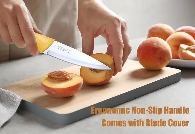 Alt view image 5 of 7 - Paring Knife, 4 inch Fruit Paring Knives Set of 4 with Cover Sheath, Small Kitchen Sharp Peeling Cutting for Vegetable Stainless Steel
