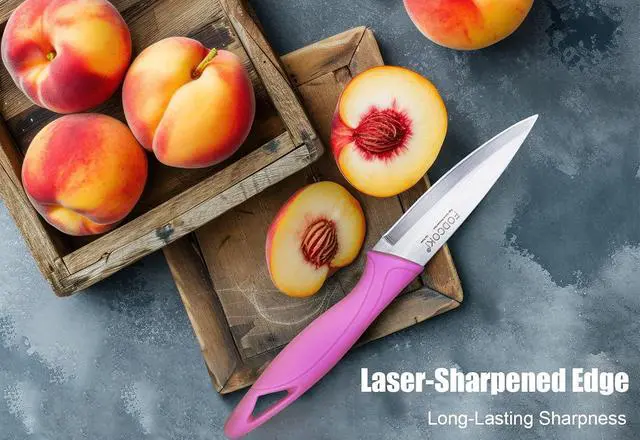 Alt view image 6 of 7 - Paring Knife, 4 inch Fruit Paring Knives Set of 4 with Cover Sheath, Small Kitchen Sharp Peeling Cutting for Vegetable Stainless Steel
