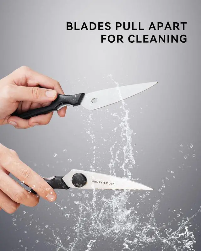 Alt view image 3 of 7 - Kitchen Scissors for Food, HUNTER.DUAL Heavy Duty Come Apart Poultry Shears for Cooking, All Purpose for Cutting Chicken, Meat, Fish & Vegetables (Black, 8.35 Inch)