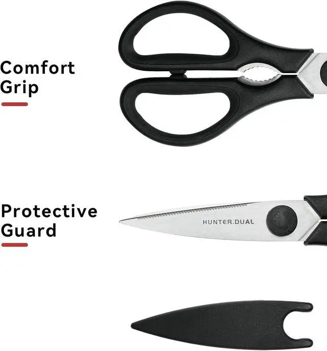 Alt view image 6 of 7 - Kitchen Scissors for Food, HUNTER.DUAL Heavy Duty Come Apart Poultry Shears for Cooking, All Purpose for Cutting Chicken, Meat, Fish & Vegetables (Black, 8.35 Inch)