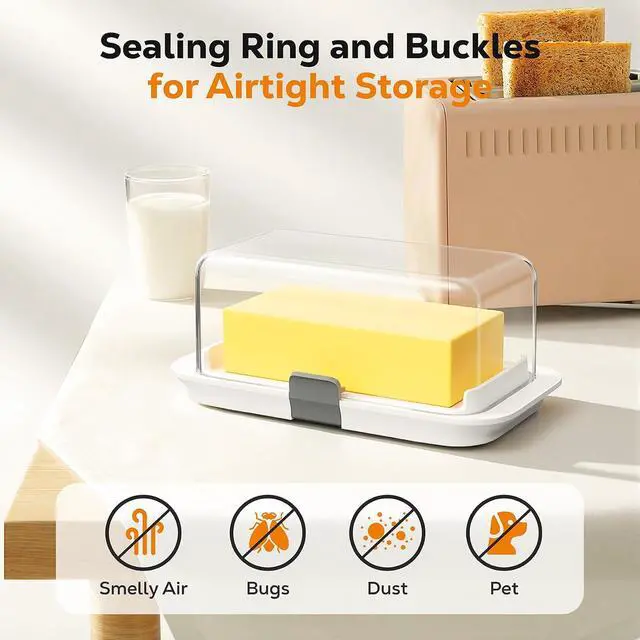 Alt view image 7 of 7 - Pisol Large Butter Dish Airtight with Lid for 4 Sticks (1 lb ) Butter