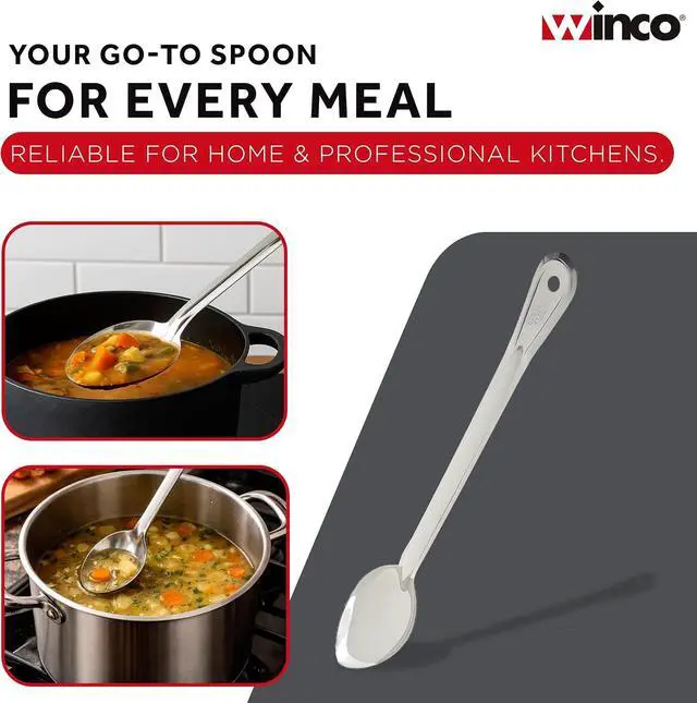 Alt view image 6 of 7 - Winco 15" Stainless Steel Basting Solid Spoon
