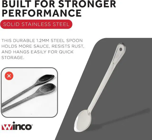 Alt view image 7 of 7 - Winco 15" Stainless Steel Basting Solid Spoon