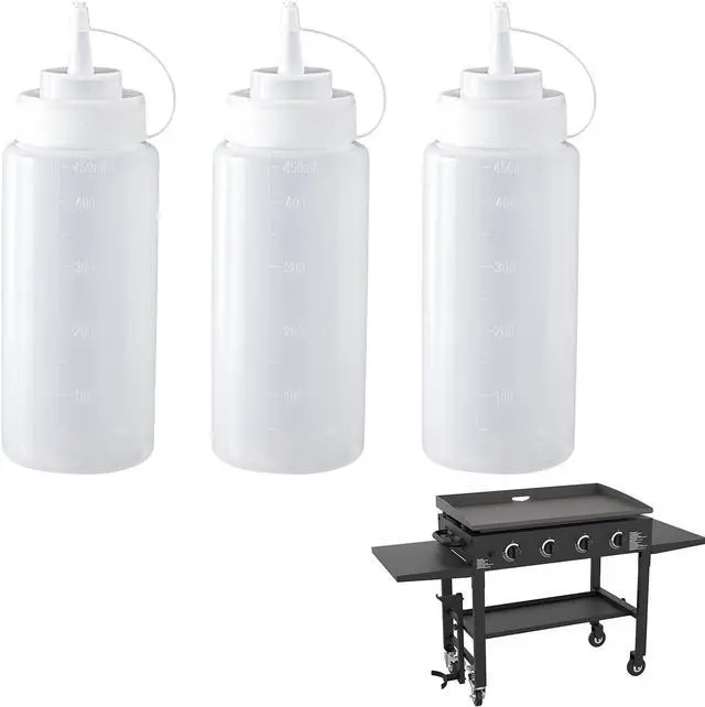 Main image of Squirt Bottles Compatible with Blackstone Grill - 16 OZ Empty Squeeze Bottles with Cap, Non-Leakage, Squeeze Bottle for Water, Oil, Sauces, BBQ Griddle Accessories for Cooking and Basting, 3 Pack