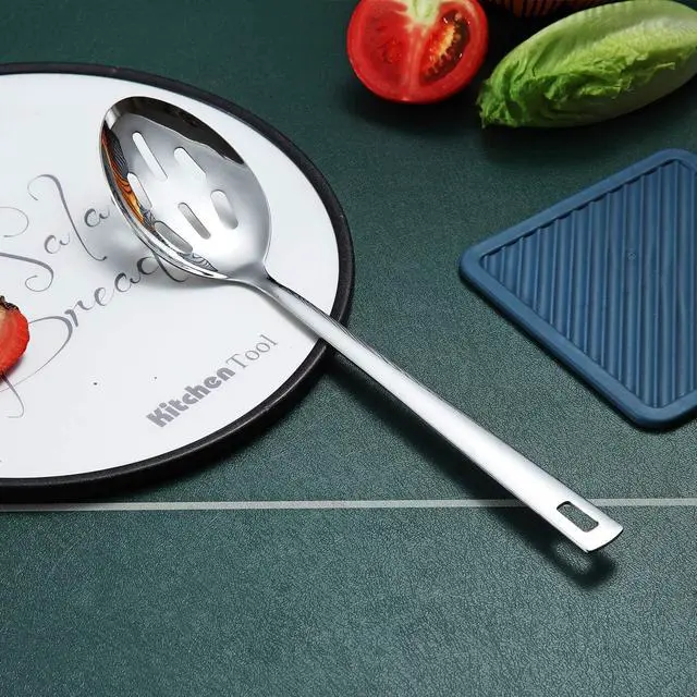 Alt view image 3 of 7 - Berglander Stainless Steel Slotted and Basting Spoon, Heat Resistant, Non-Stick, Dishwasher Safe, Easy to Clean