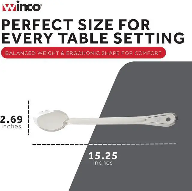 Alt view image 4 of 7 - Winco 15" Stainless Steel Basting Solid Spoon