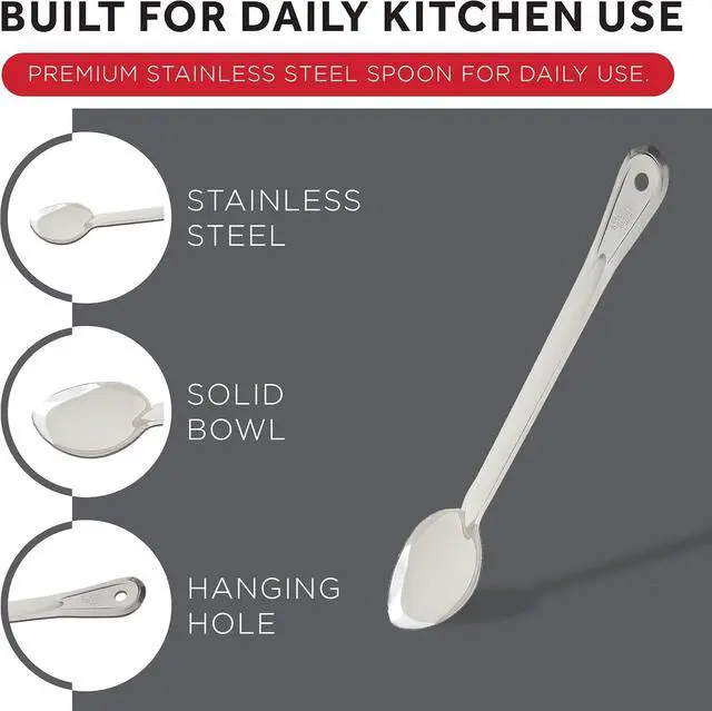 Alt view image 5 of 7 - Winco 15" Stainless Steel Basting Solid Spoon