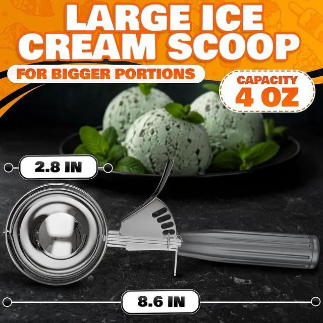 Alt view image 2 of 7 - Stainless Steel Ice Cream Scoop with Trigger Release, 4 Oz #8 Disher