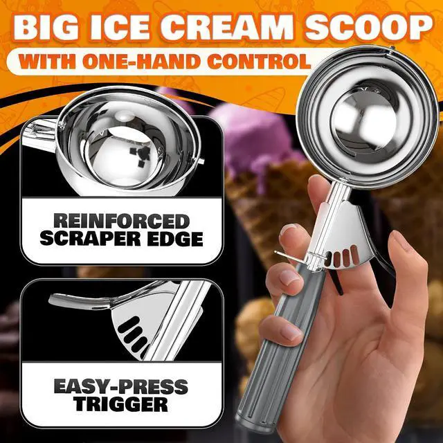 Alt view image 4 of 7 - Stainless Steel Ice Cream Scoop with Trigger Release, 4 Oz #8 Disher