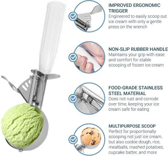 Alt view image 4 of 7 - Meadow Lane #24 Ice Cream Disher Scoop, Stainless Steel, Light Gray