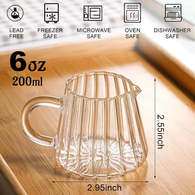 Alt view image 6 of 7 - Loscarol 2 Pcs Small Glass Pitcher - Elegant Wave Shaped Creamer Pitcher