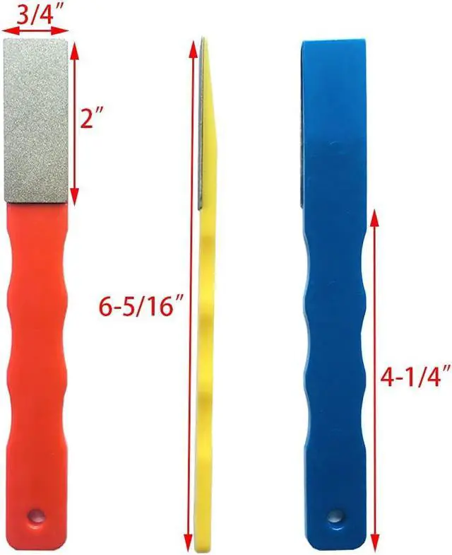 Alt view image 2 of 7 - Diamond Color Coded Mini Diamond Hone Kit 3Grits #220,400,600 Flat Hand File Knife Sharpener Red/Yellow/Blue - 3pcs