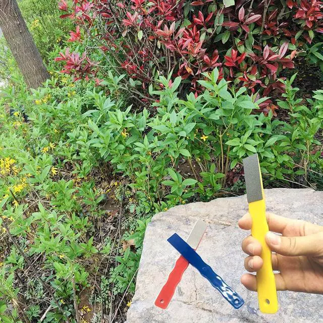 Alt view image 7 of 7 - Diamond Color Coded Mini Diamond Hone Kit 3Grits #220,400,600 Flat Hand File Knife Sharpener Red/Yellow/Blue - 3pcs
