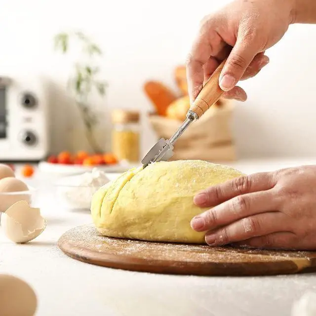 Alt view image 4 of 6 - "SAINT GERMAIN Premium Hand Crafted Bread Lame for Dough Scoring Knife, Lame Bread Tool for Sourdough Bread Slashing with 10 Blades Included with Replacement with Authentic Leather Protector Cover"